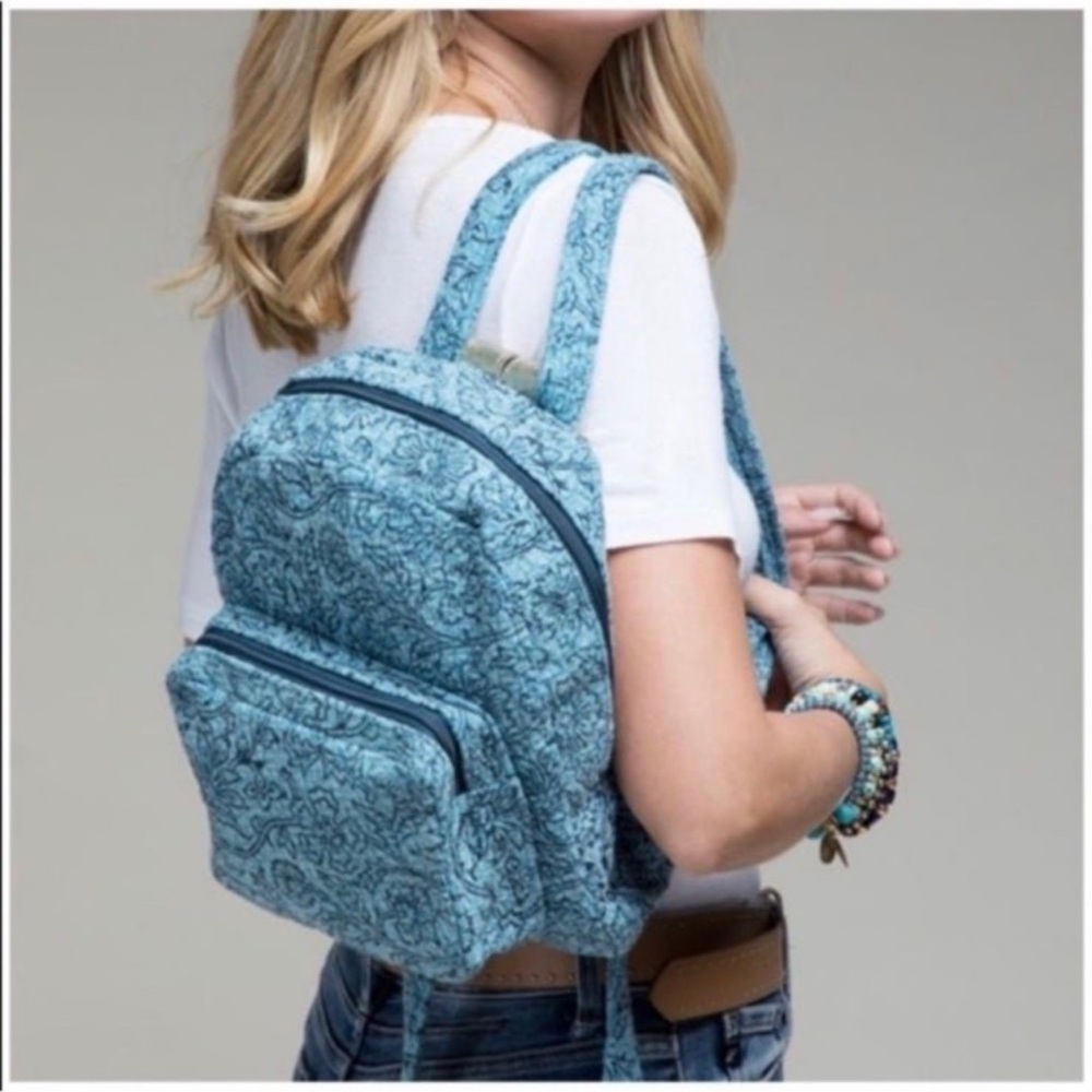 New Handmade “Ruggine" Boho Floral Print Backpack Bag With Leather Trim